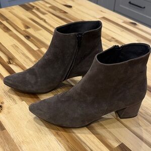 Paul Green Women's Grey Suede Ankle Booties with Block Heel